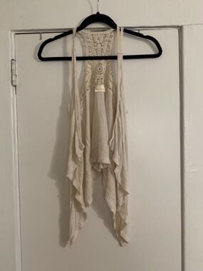 Pretty Good Ivory Crochet Layering Vest size medium